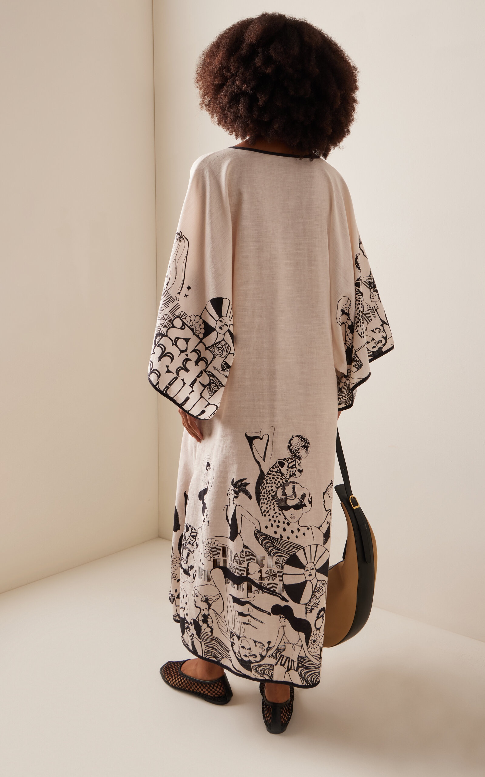 Zimmermann Maxine Cotton Midi Kaftan Dress neutral