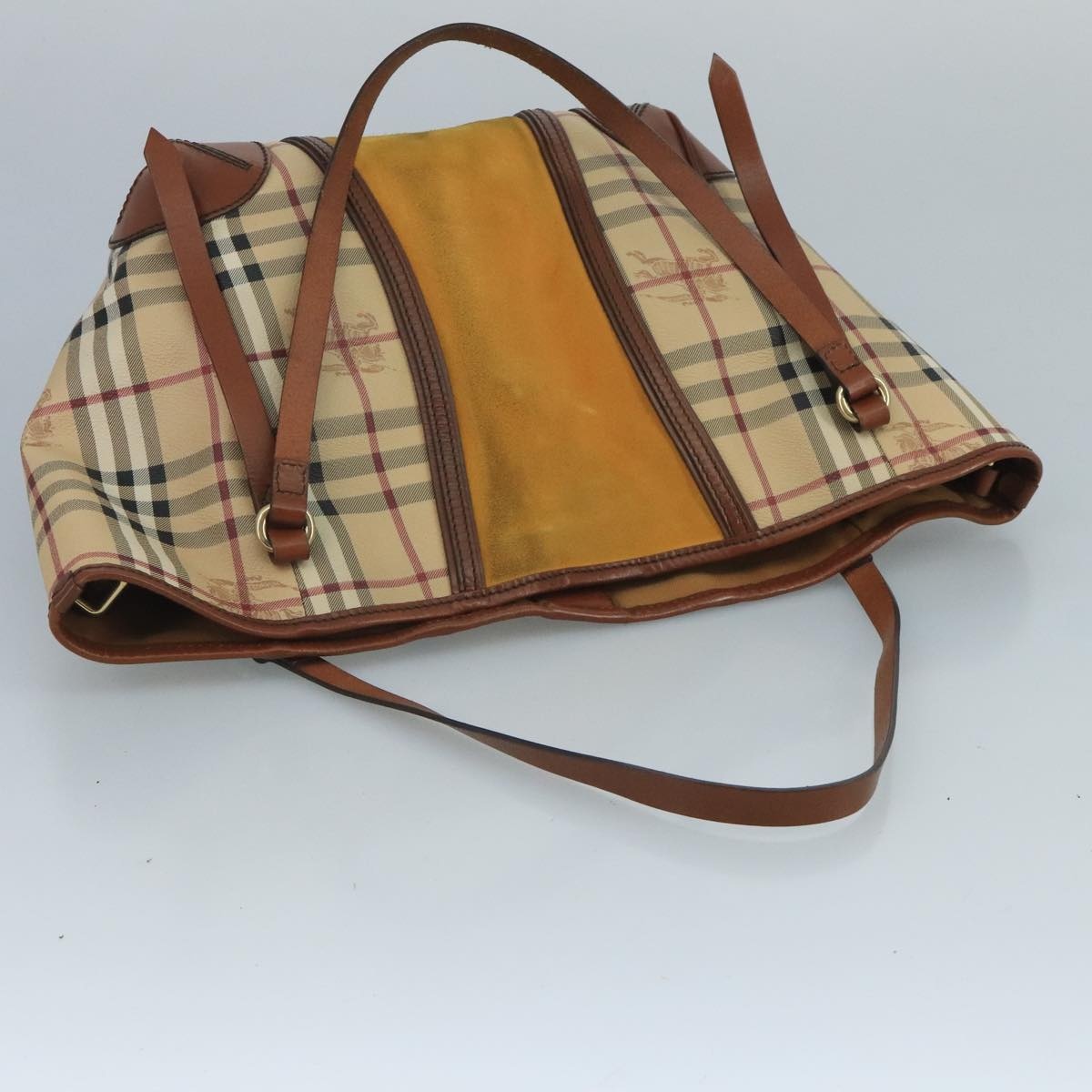 Burberry Nova Check Shoulder Bag Pvc Suede Beige Brown Gold - 6