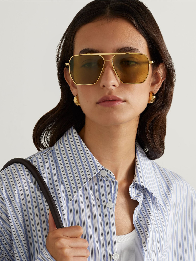 Bottega Veneta Aviator-style gold-tone sunglasses Gold outlook