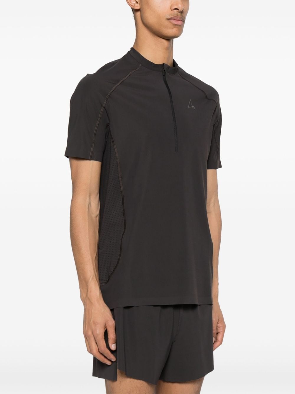 logo-print zip-up T-shirt - 3