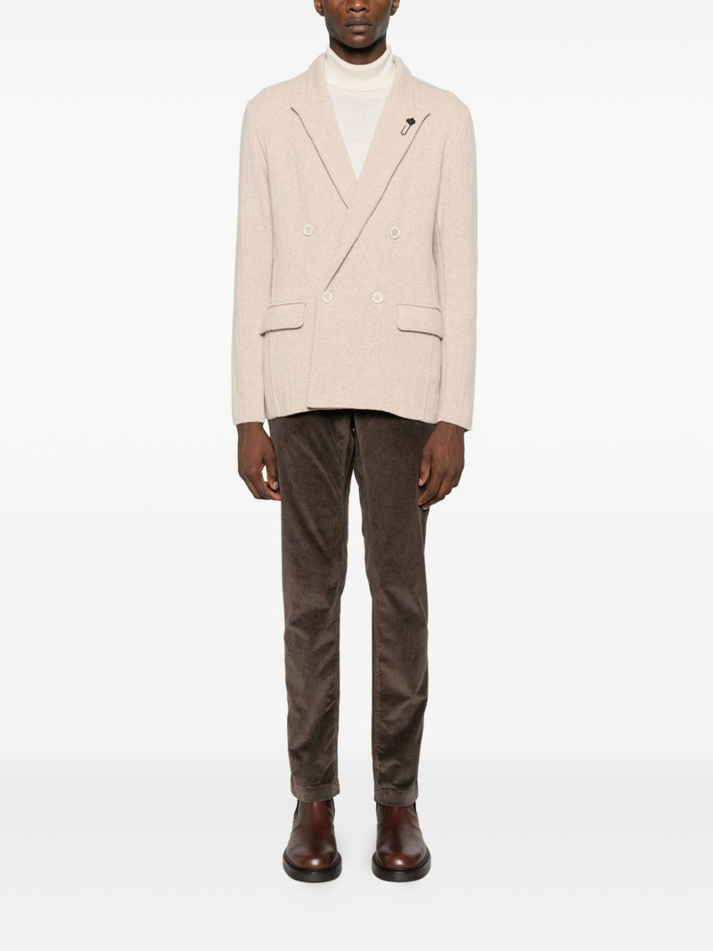 LARDINI double-breasted textured jacket outlook