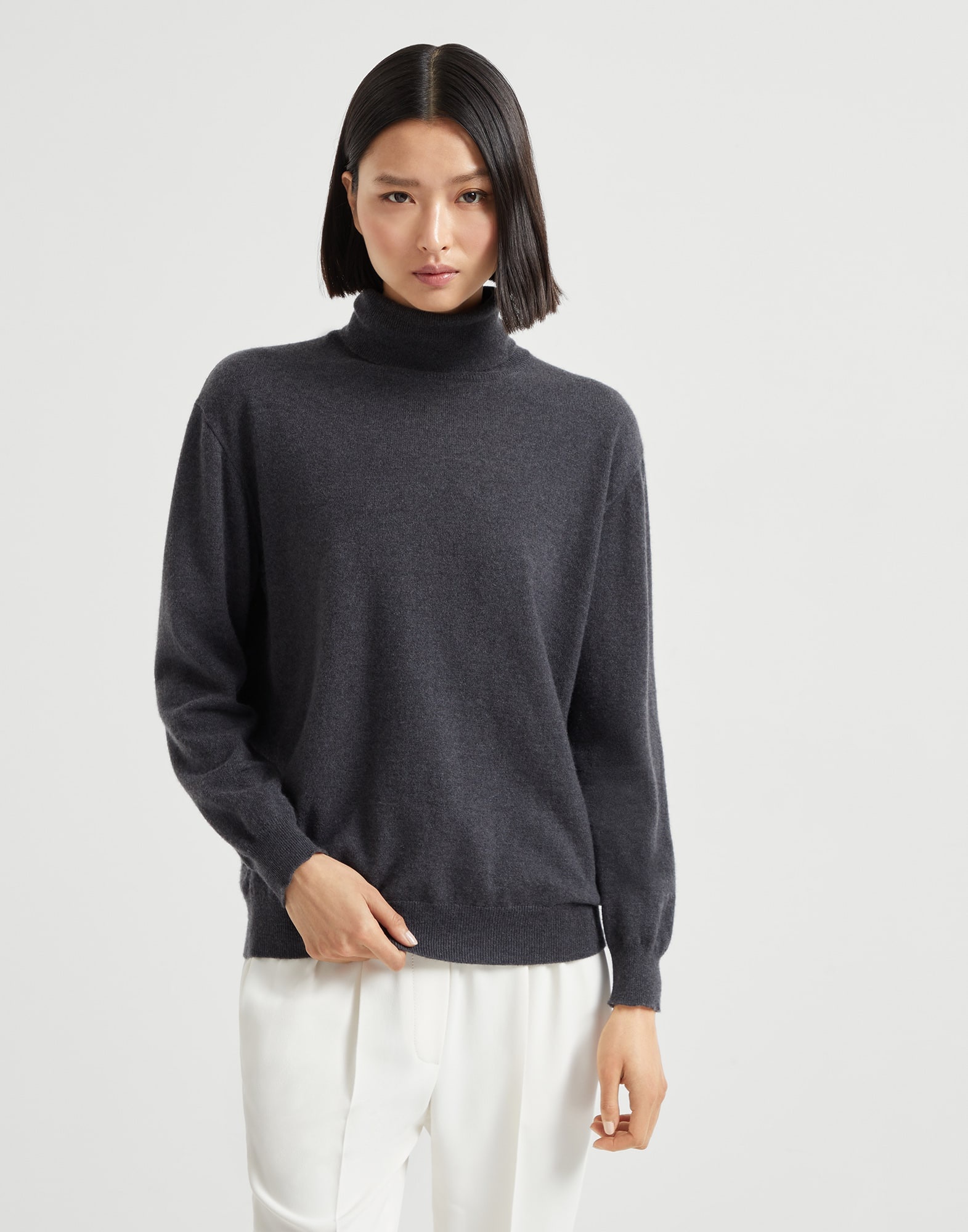 Cashmere turtleneck sweater with monili - 1