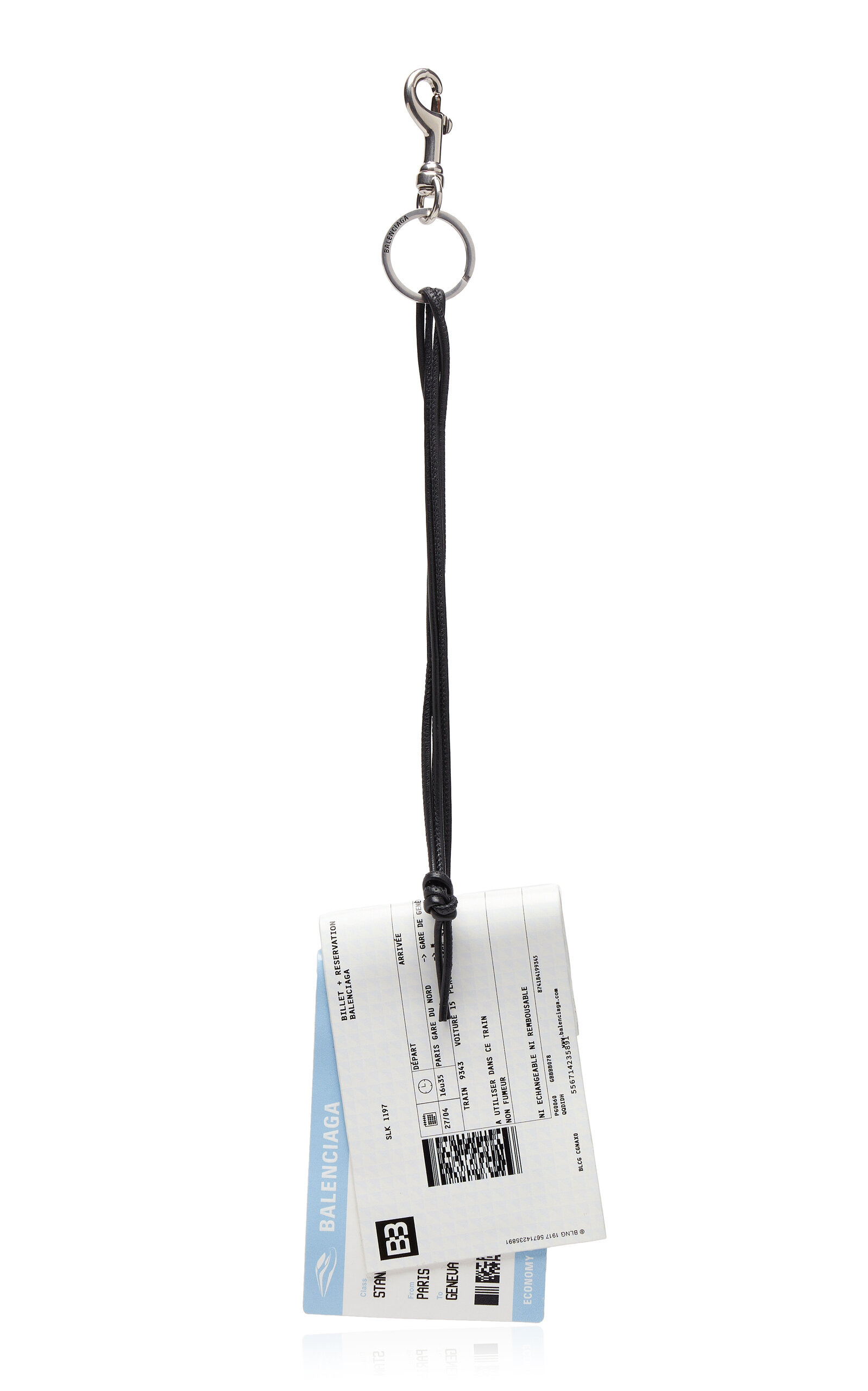 Keyring Leather Train Ticket white - 2