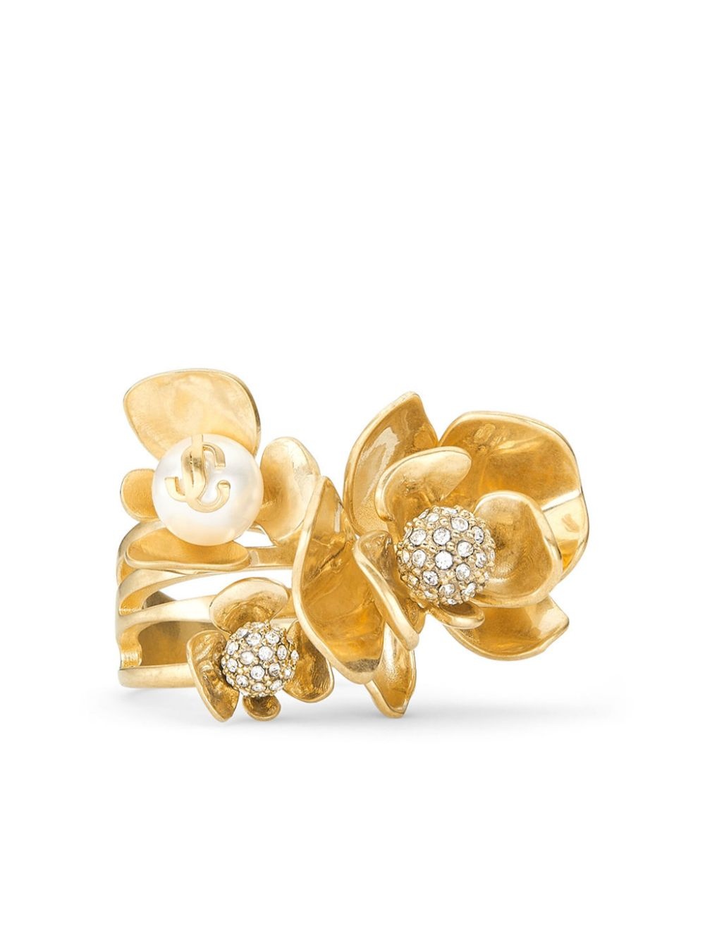 Petal crystal-embellished ring - 1