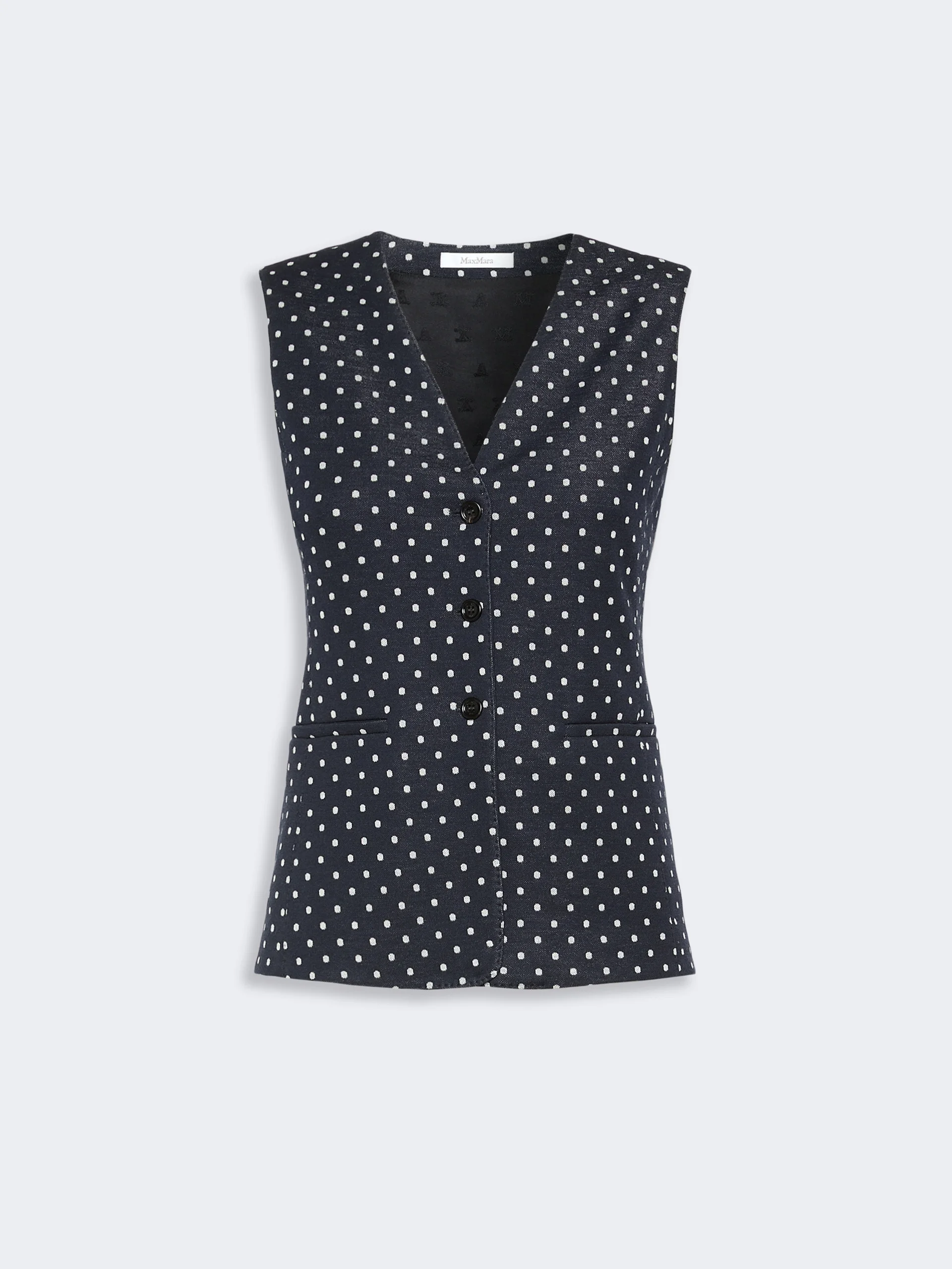 RIVOLO Polka dot wool and viscose jersey waistcoat - ULTRAMARINE - 1