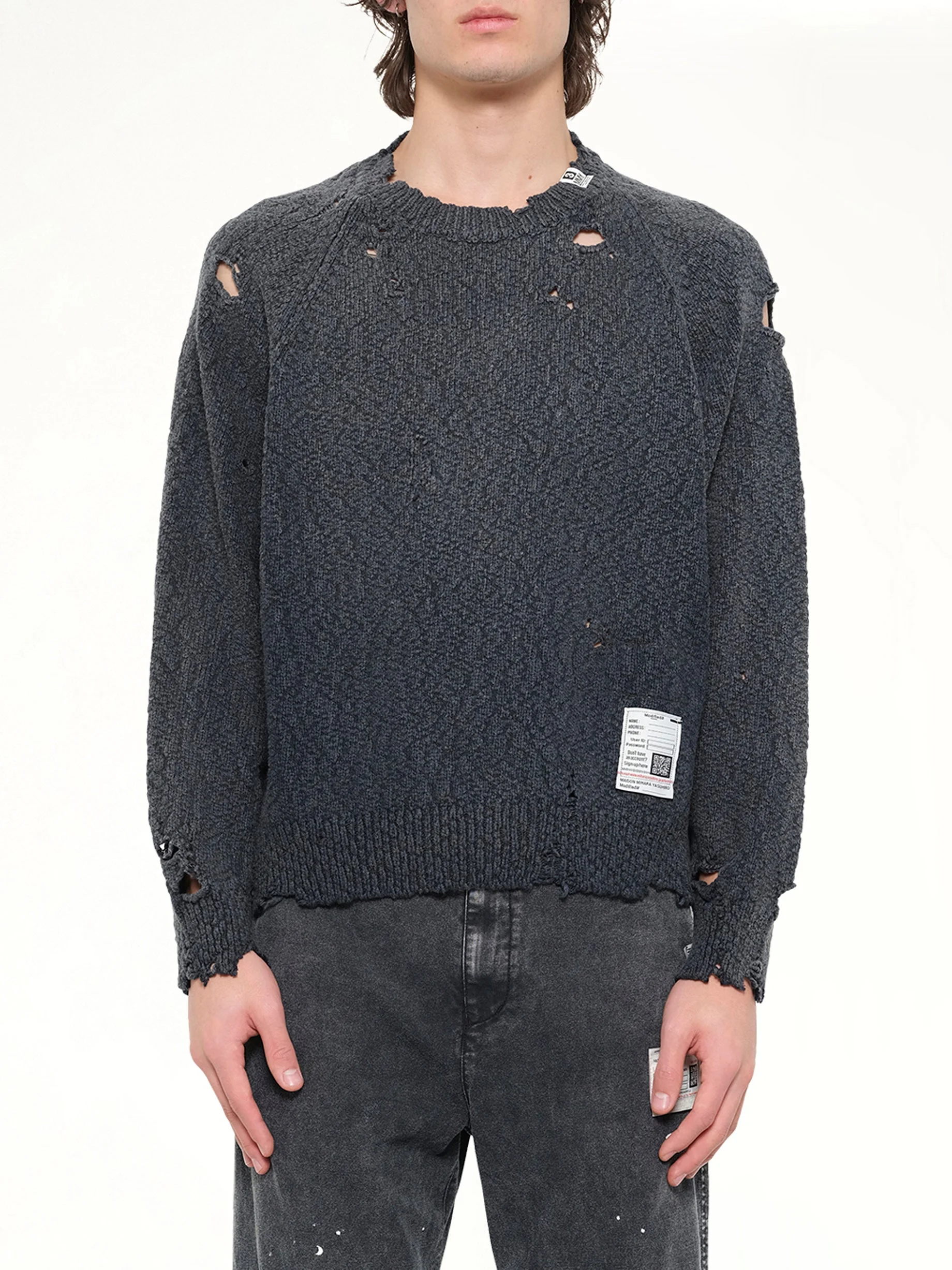 Sun Faded Knit Pullover in Black - 1