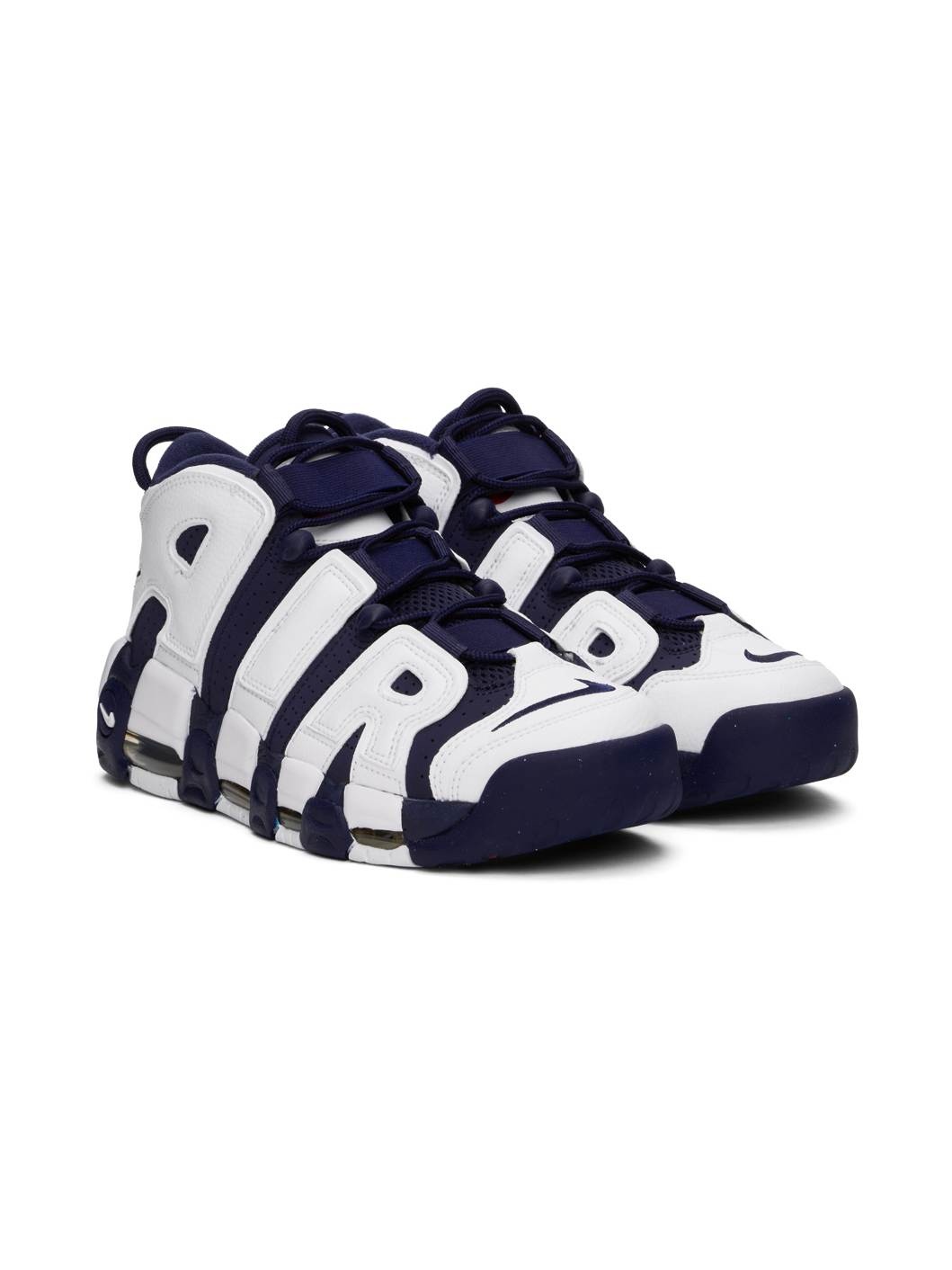 White & Navy Air More Uptempo '96 Sneakers - 4