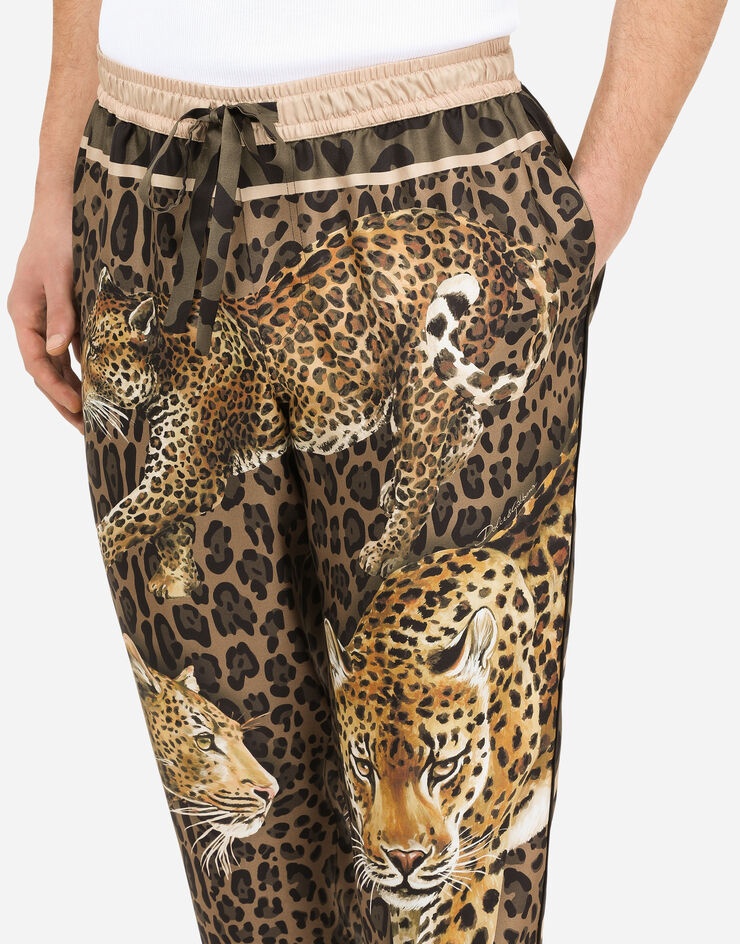 Silk pajama pants with leopard print - 4