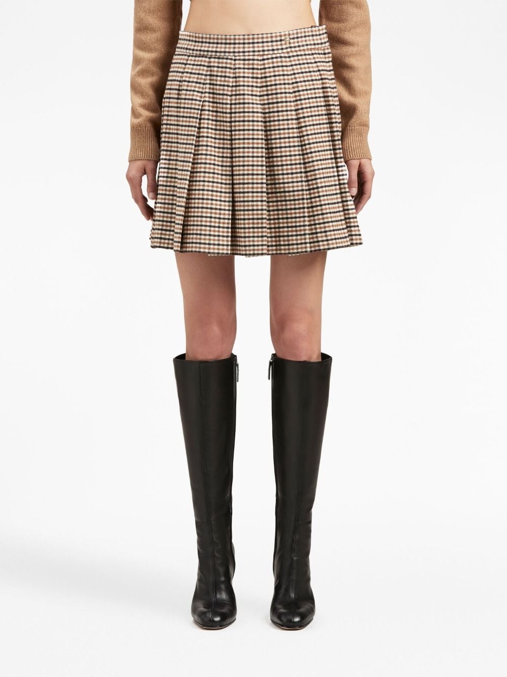 check-pattern pleated miniskirt - 3