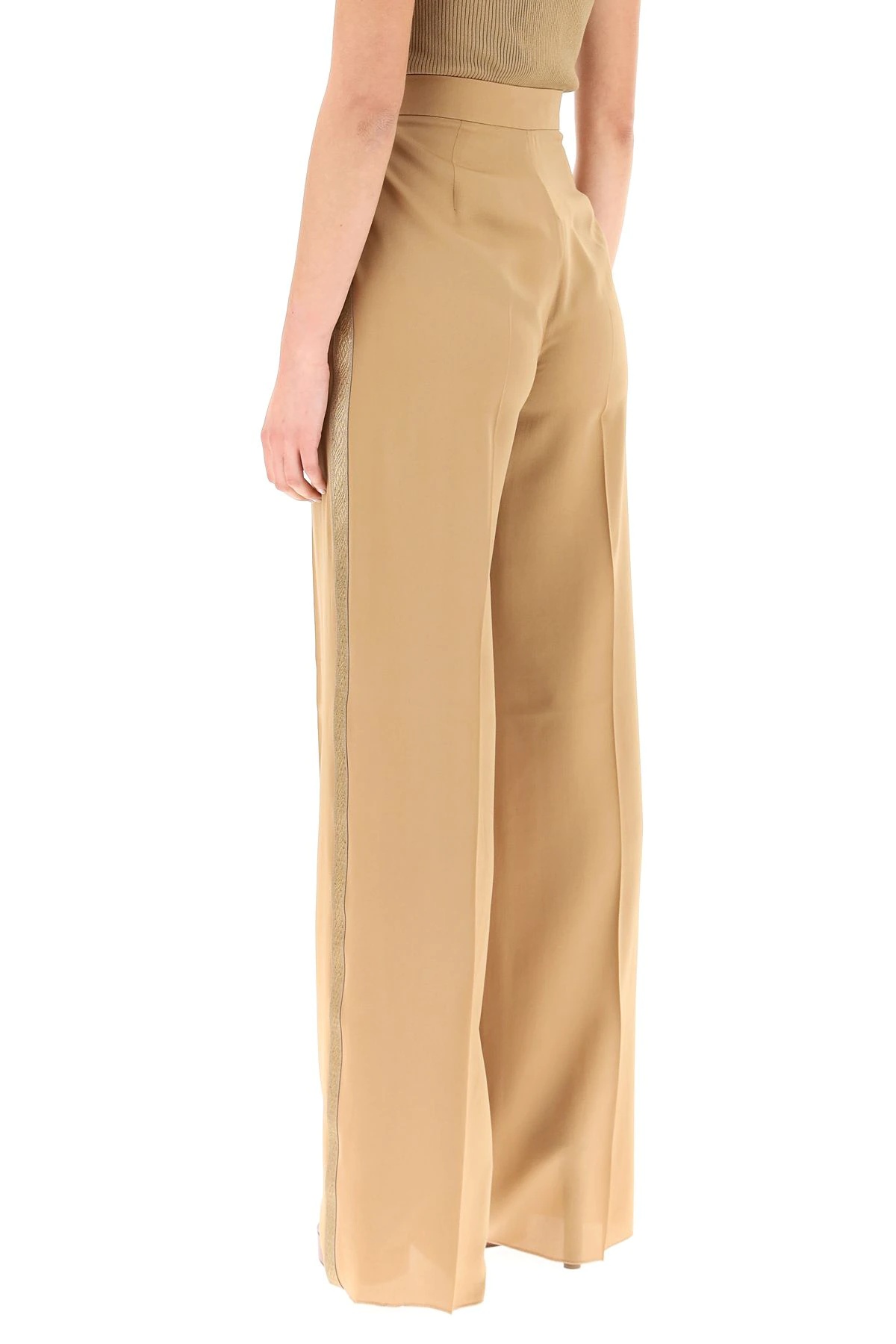 SILK PANTS WITH EMBROIDERED BANDS - 4