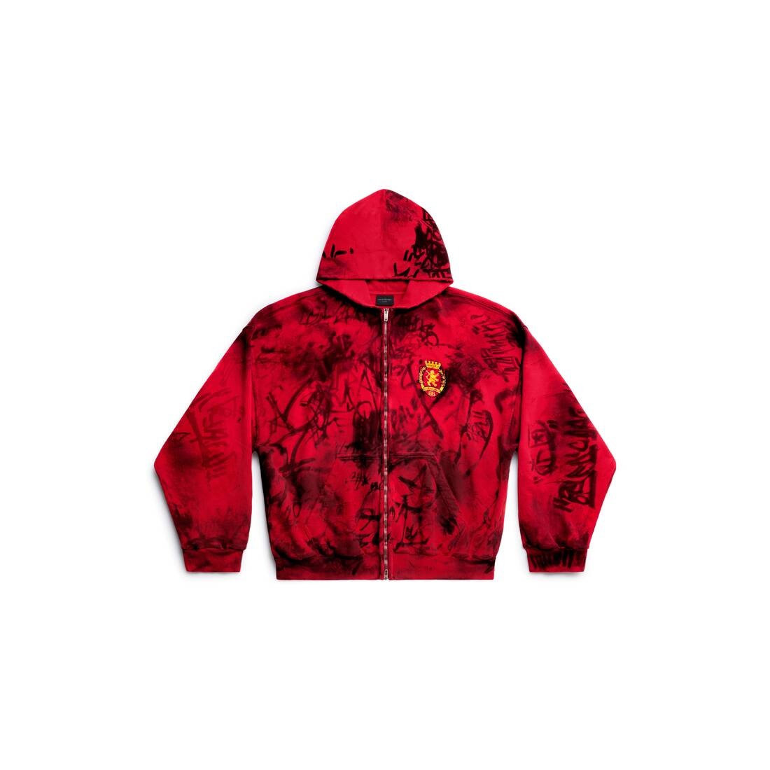 Skater Zip-up Hoodie Medium Fit in Red - 1