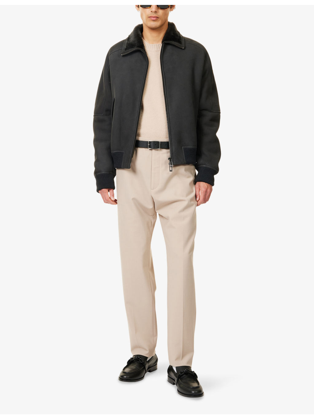 Raglan-Sleeve Shearling Leather Jacket - 2
