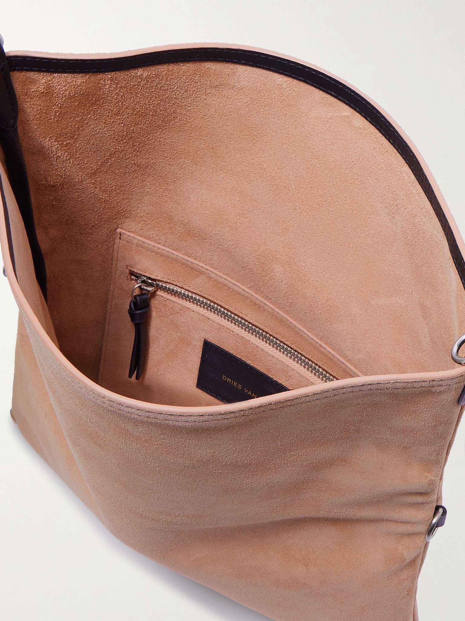 Leather-Trimmed Suede Messenger Bag - 3