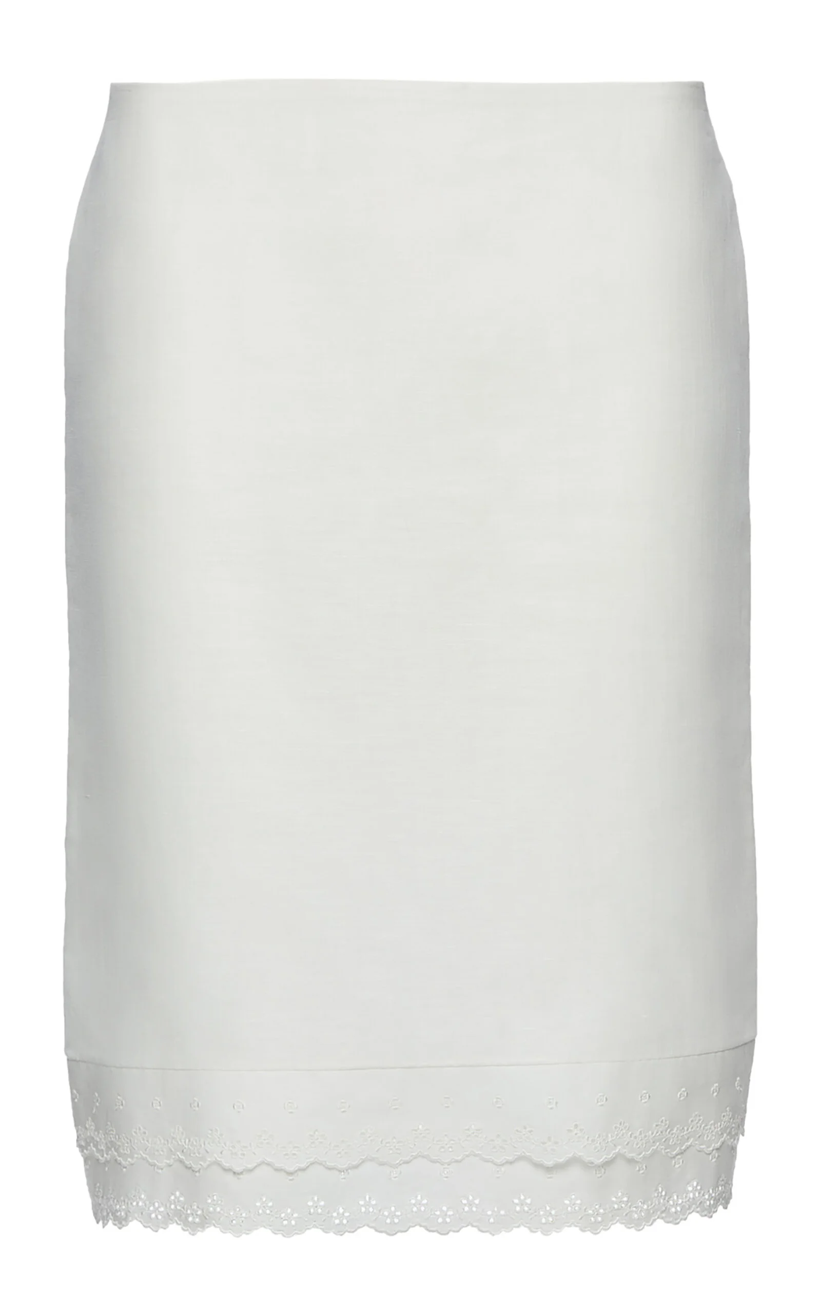 Lace-Trimmed Cotton-Linen Midi Skirt white - 1