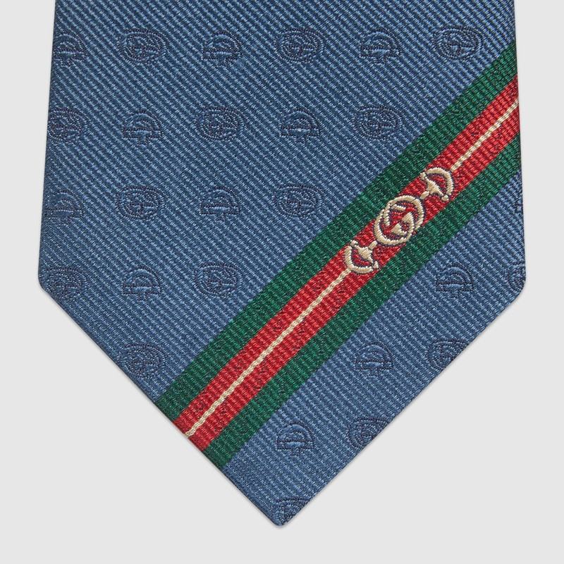 Double G and Horsebit jacquard silk tie 3