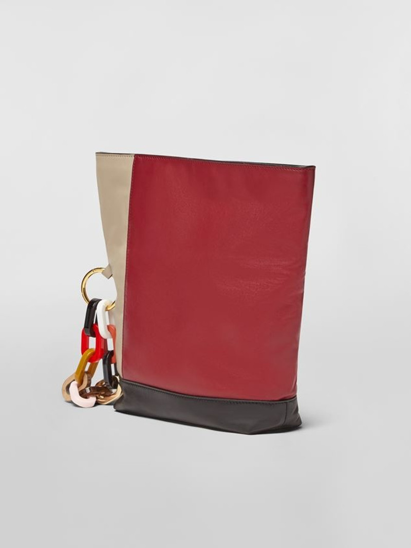 SMOOTH CALFSKIN CLUTCH WITH MULTI-COLOURED RESIN CHAIN 3