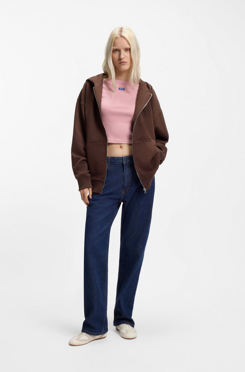 HUGO EMBOSSED-LOGO ZIP-UP HOODIE IN COTTON TERRY outlook