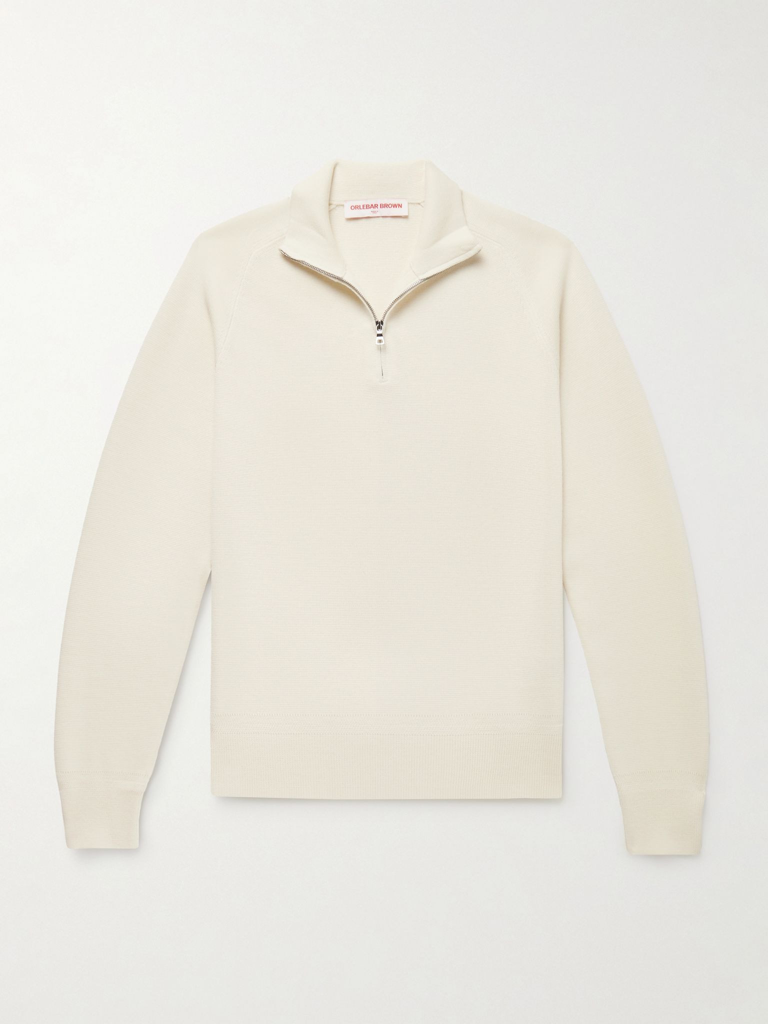 Lennard Slim-Fit Merino Wool Half-Zip Sweater Ecru - 1