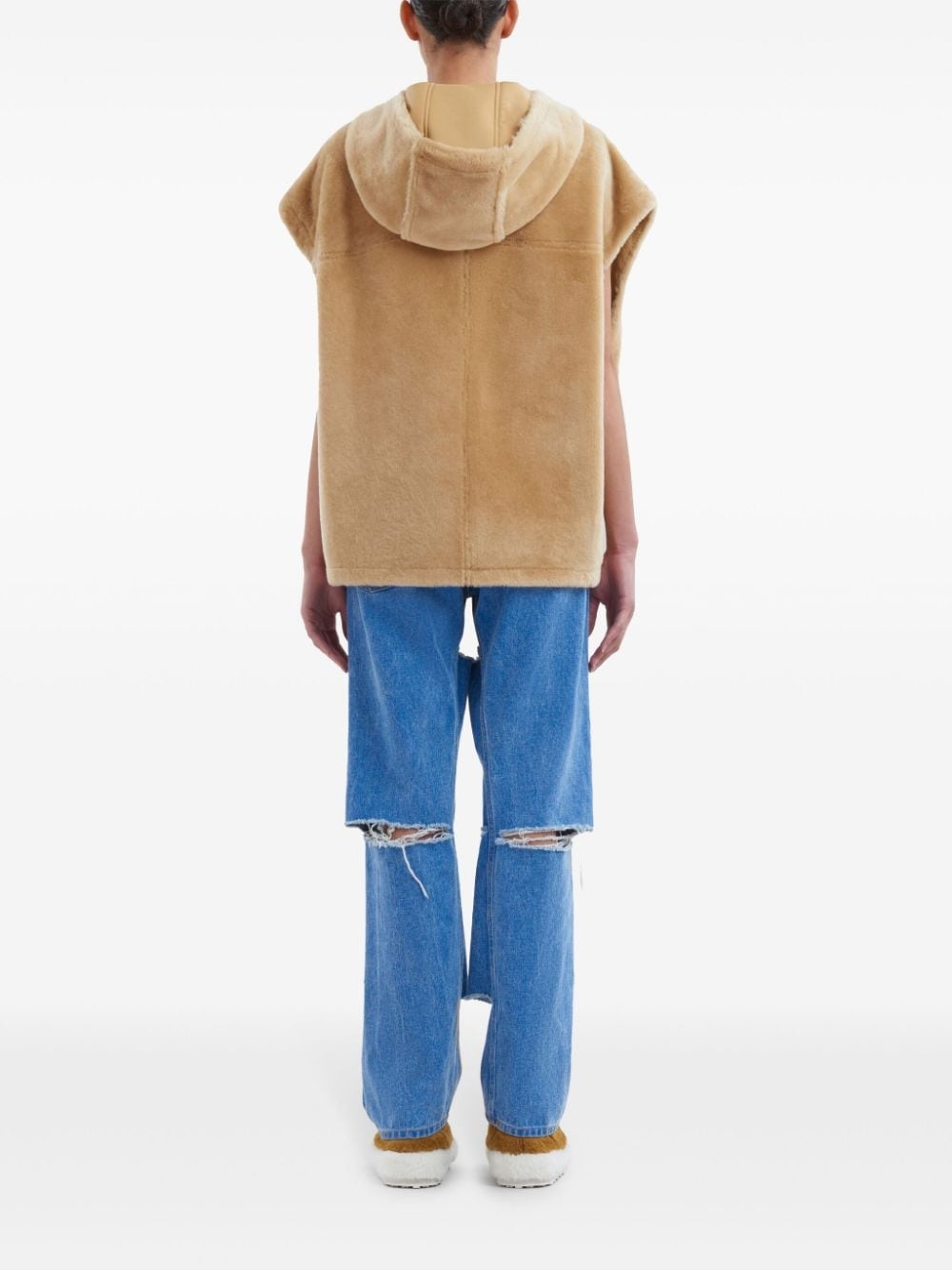 hooded shearling waistcoat - 4