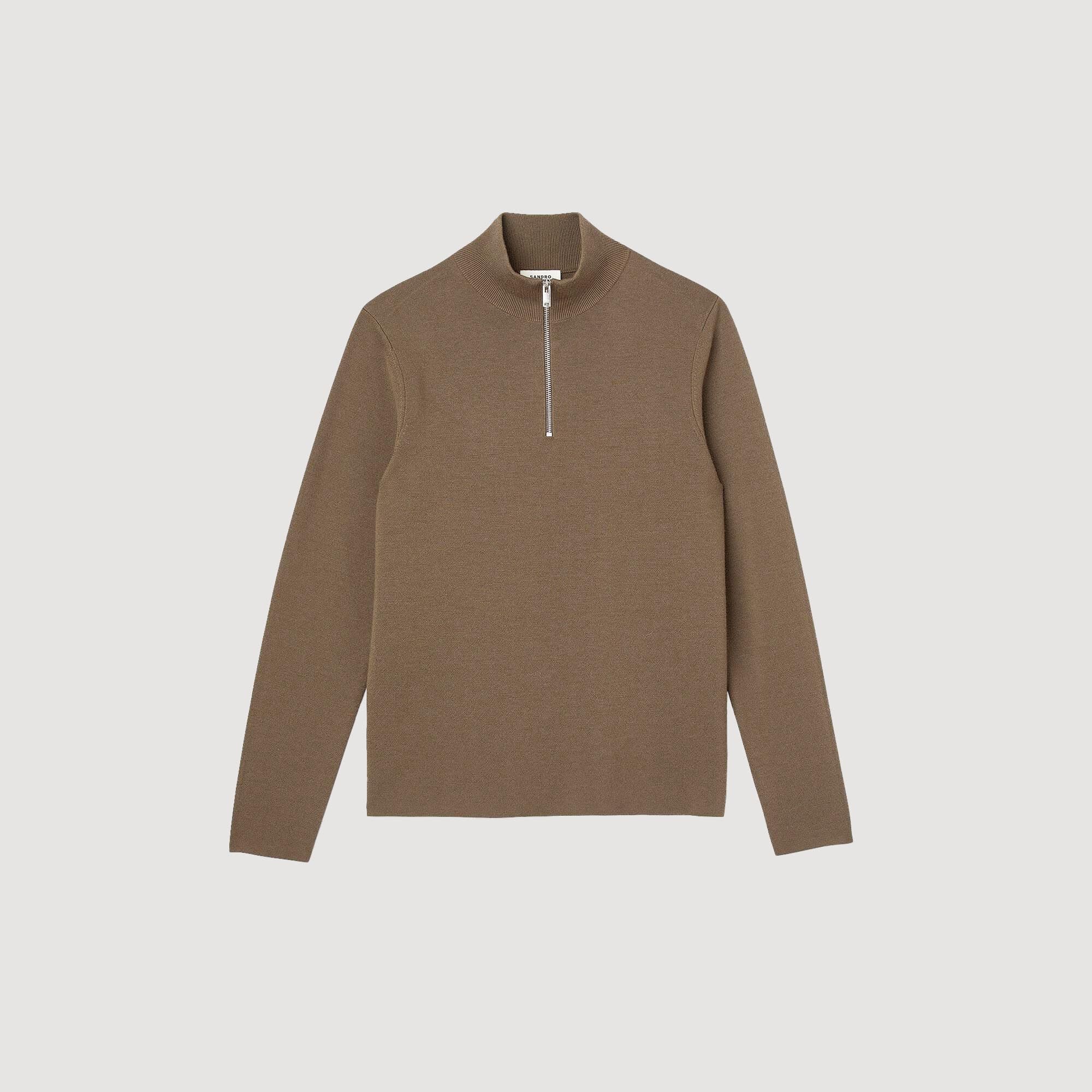 WOOL SWEATER WITH ZIPPED COLLAR - 1