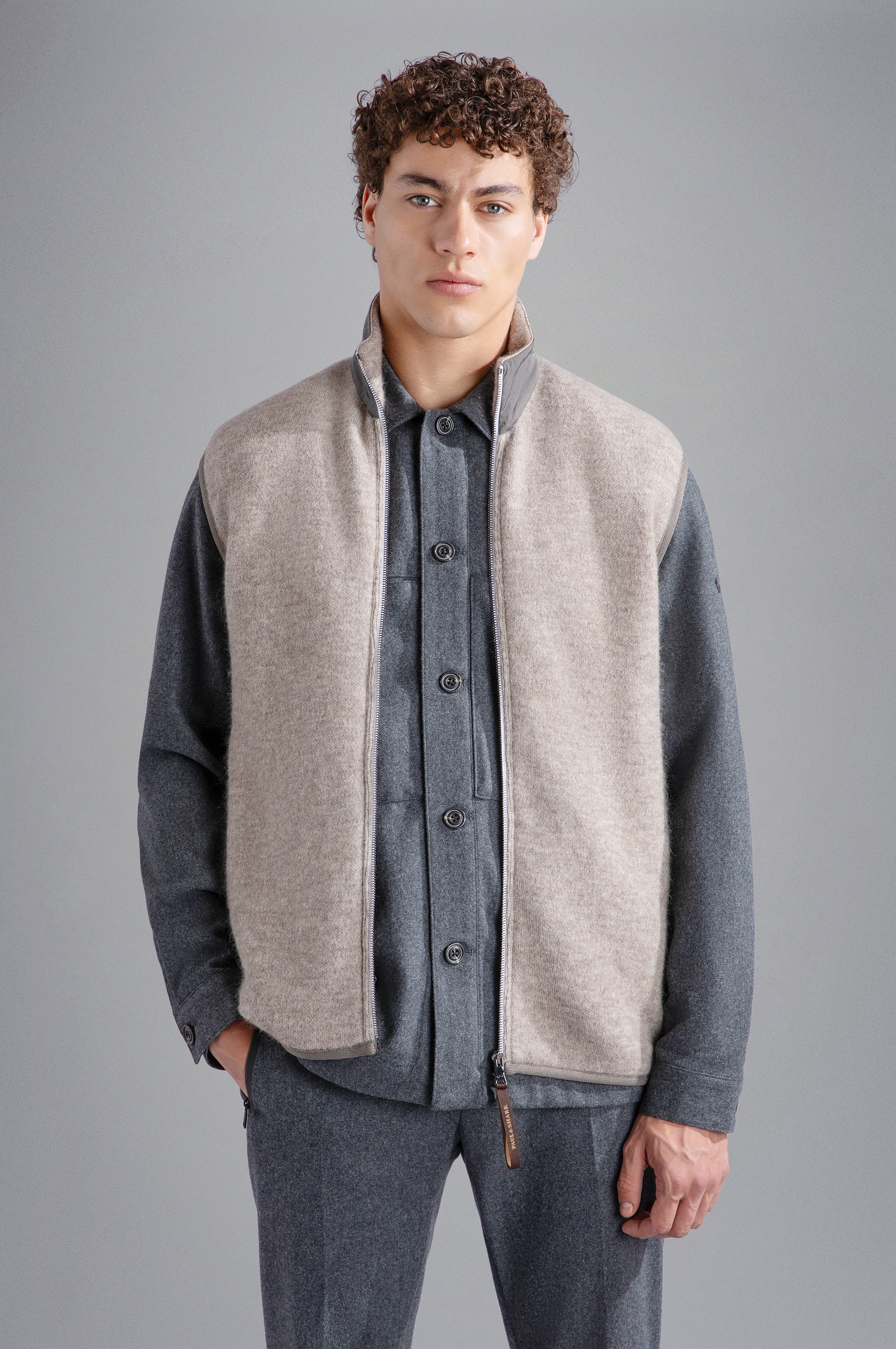 WOOL AND MOHAIR VEST WITH TECHNICAL FABRIC INSERTS - 6