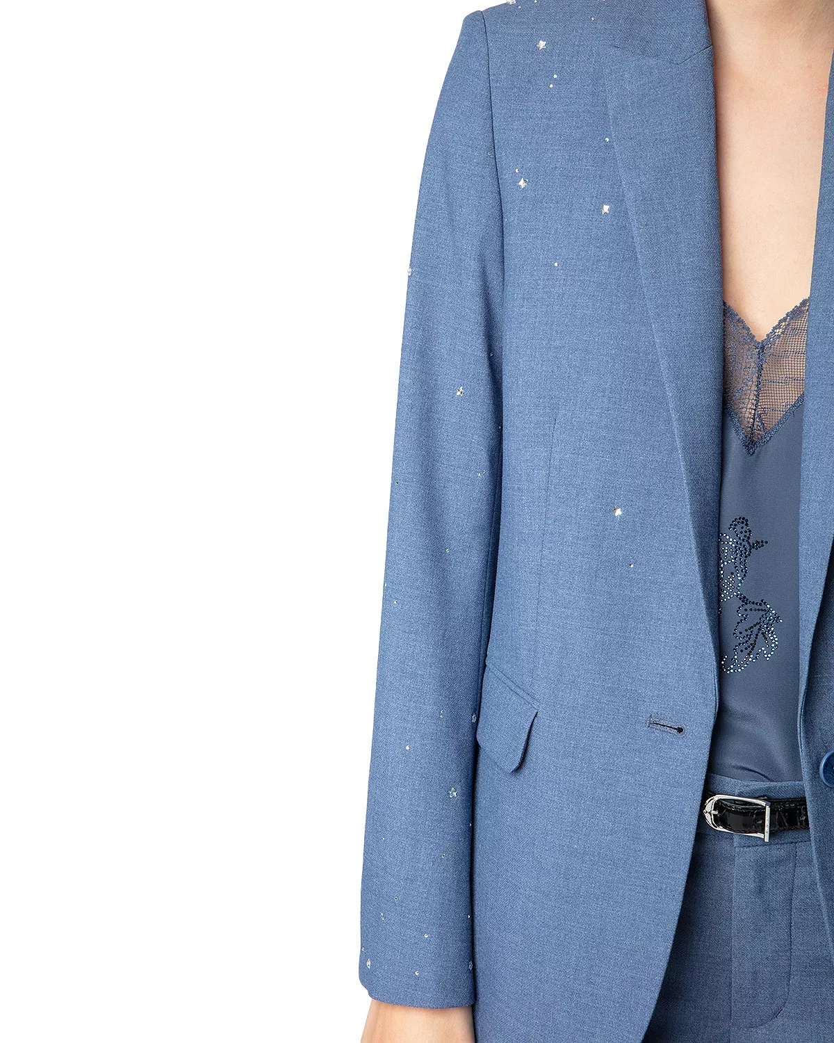 Rhinestone Embellished Blazer - 5