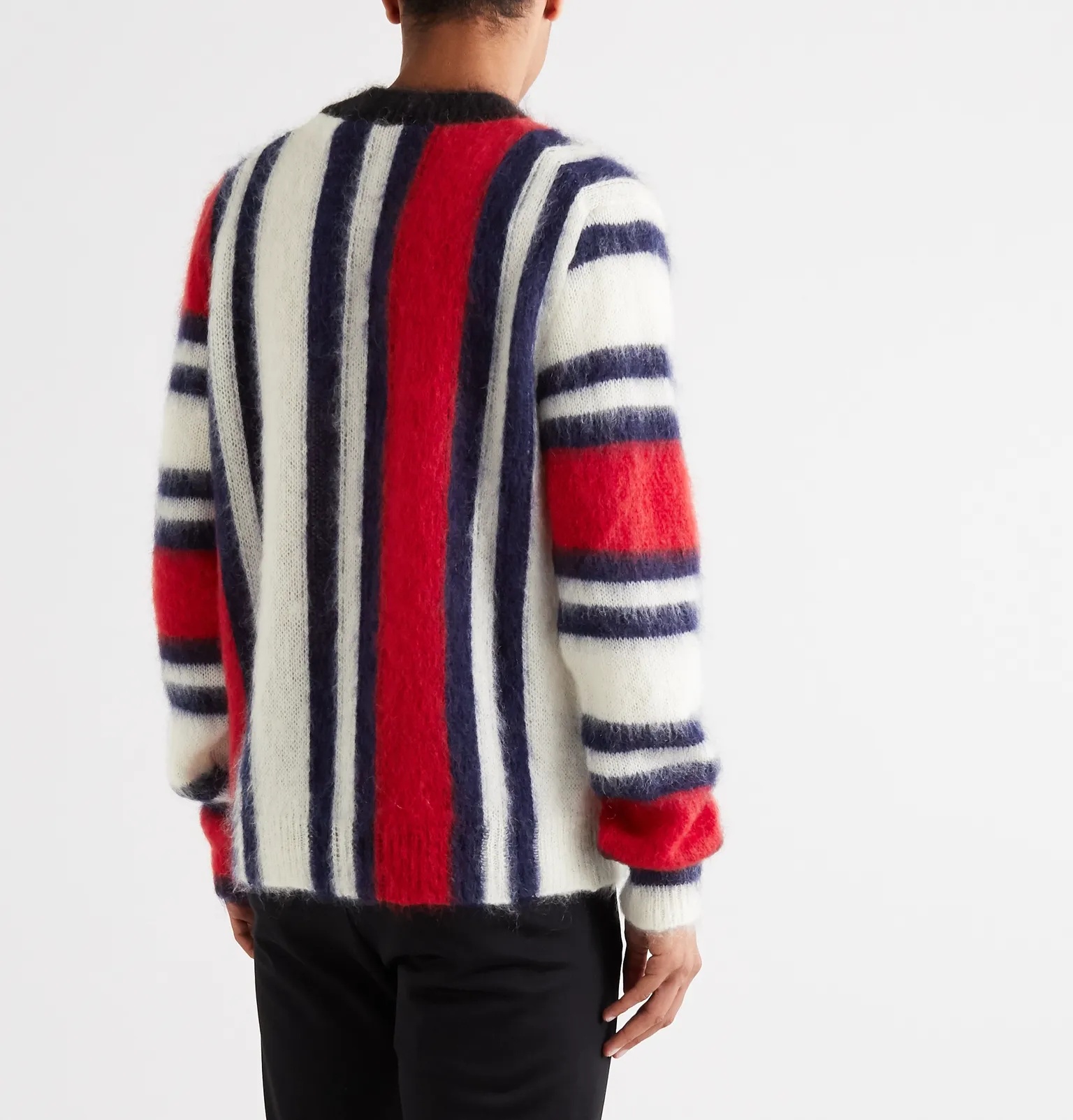 2 Moncler 1952 Striped Mohair-Blend Mock-Neck Sweater - 4