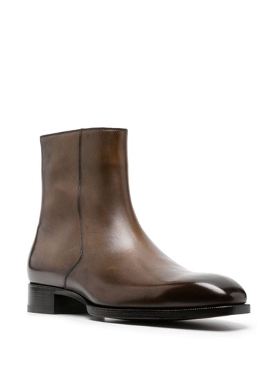 TOM FORD polished leather ankle boots outlook