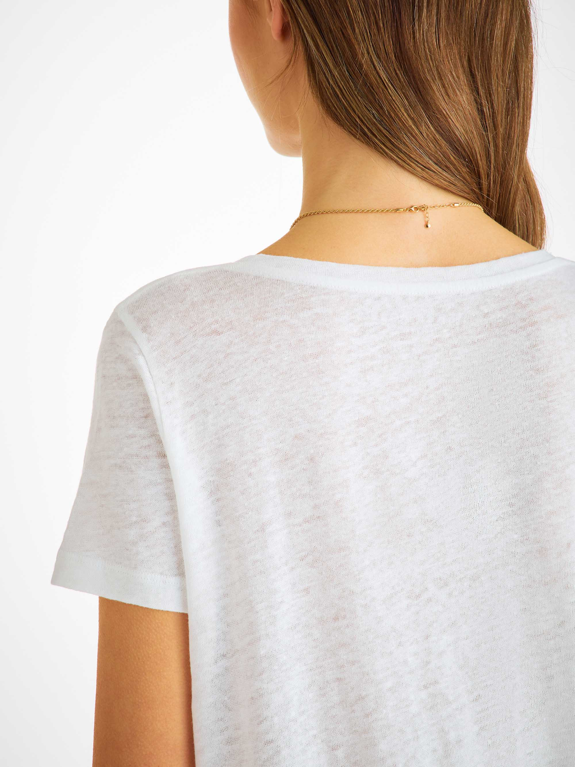 Women's V-Neck T-Shirt Jordan Linen White - 5