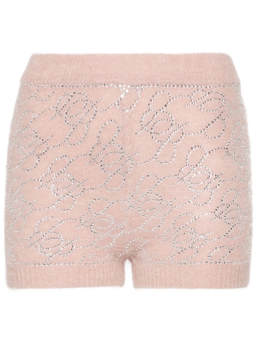 monogram-embellished knitted mini shorts - 1