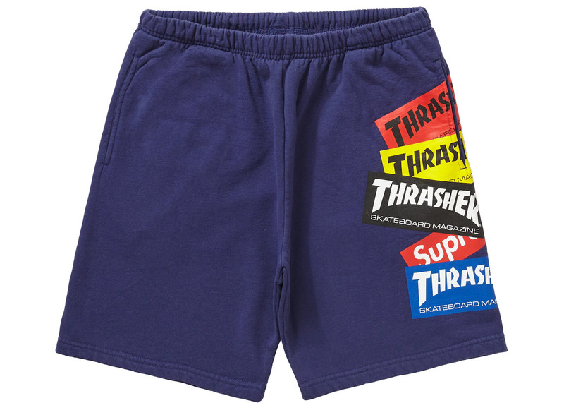 Supreme Thrasher Multi Logo Sweatshort Washed Navy - 1