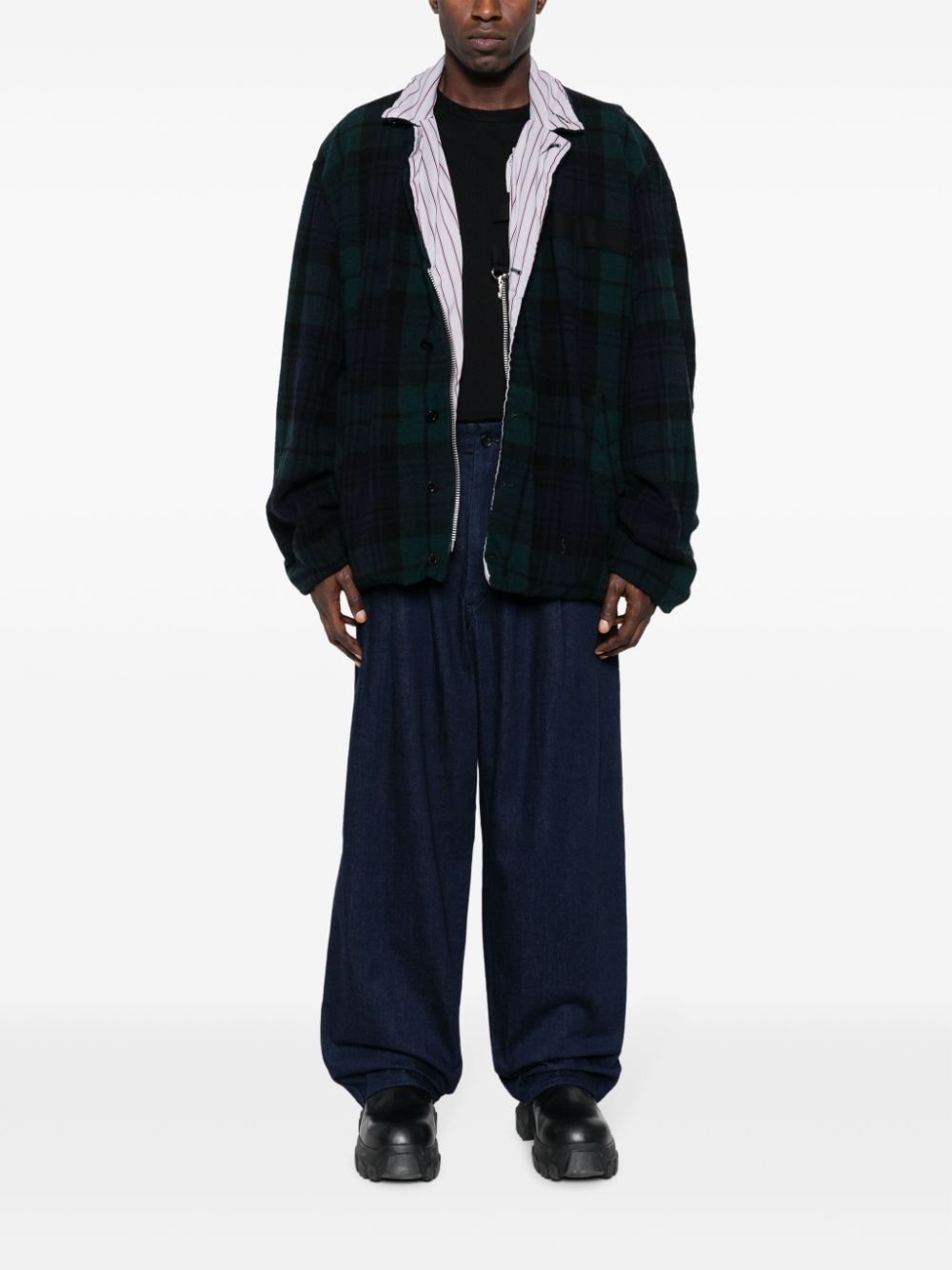 checked reversible wool jacket - 2