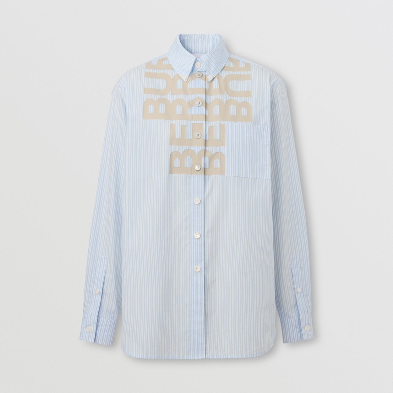 Logo Print Striped Cotton Blend Shirt - 1