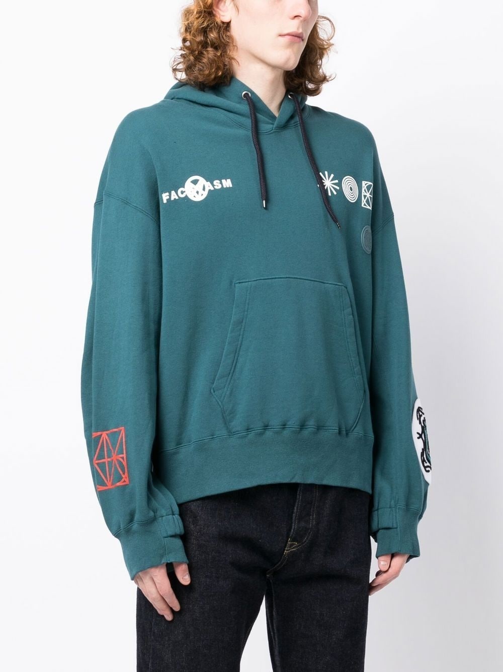 embroidered drawstring-fastening hoodie - 3
