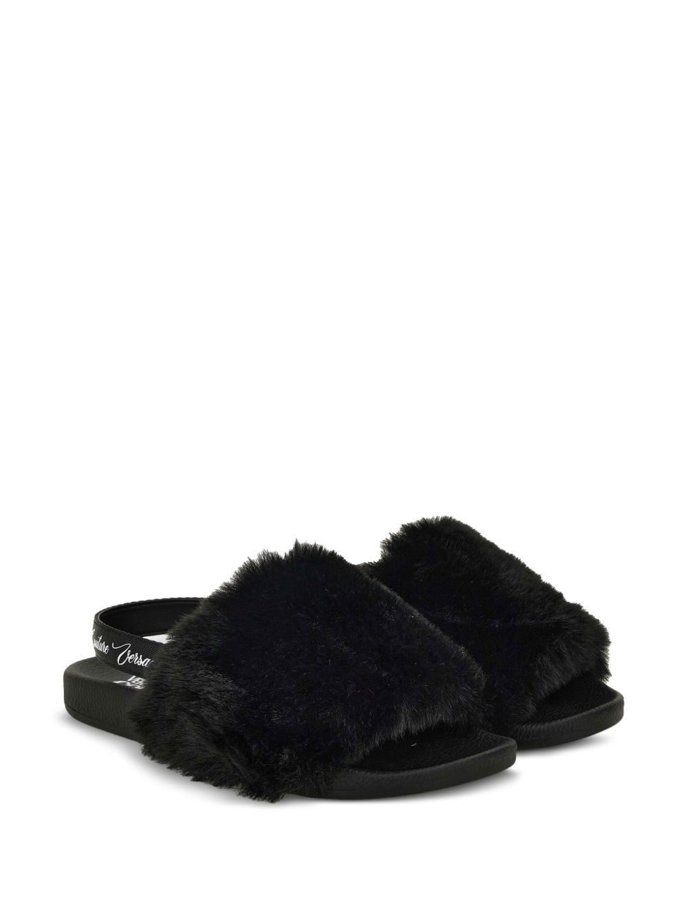 fur-trimmed slingback slides - 2