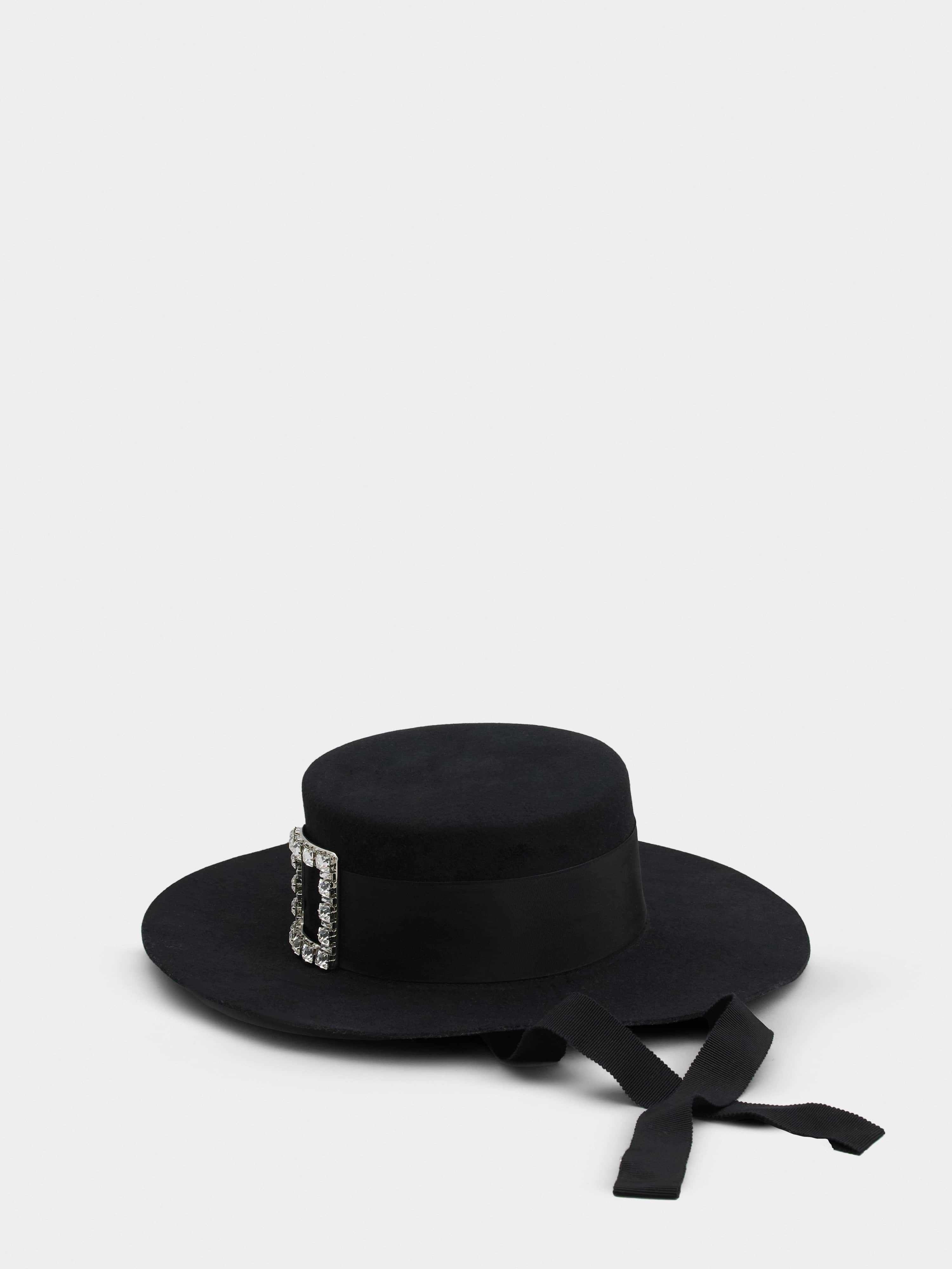 Très Vivier Rhinestone Buckle Hat in Felt - 4