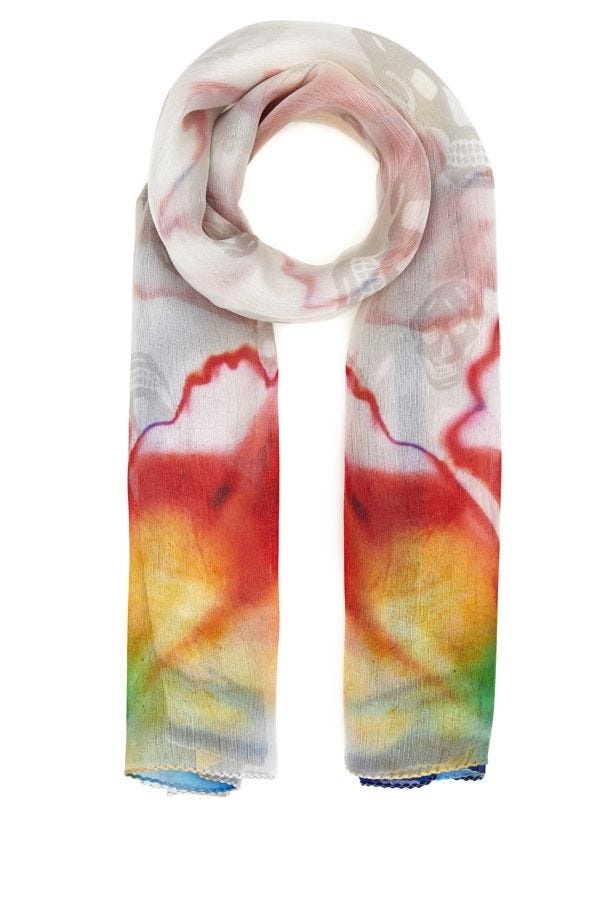 ALEXANDER MCQUEEN WOMAN Printed Crepe Foulard - 1