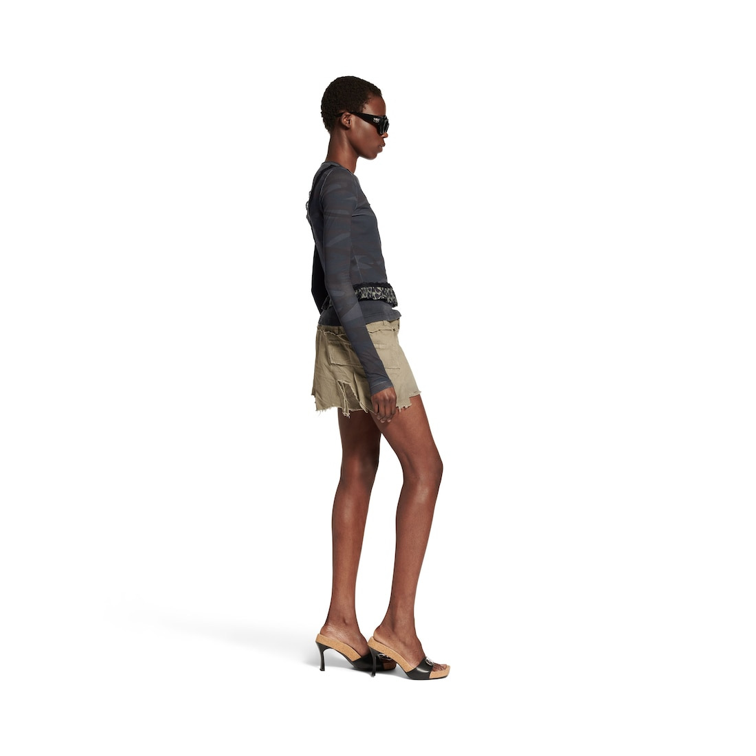 Women's Layered Asymmetric Top in Anthracite/black - 3