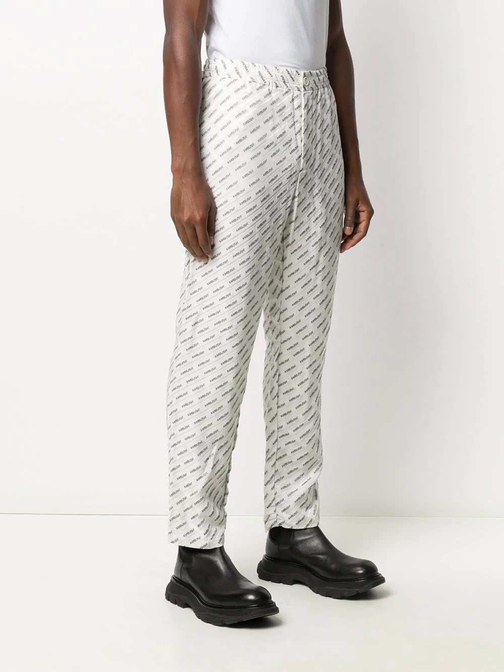 logo jacquard straight-leg trousers - 4