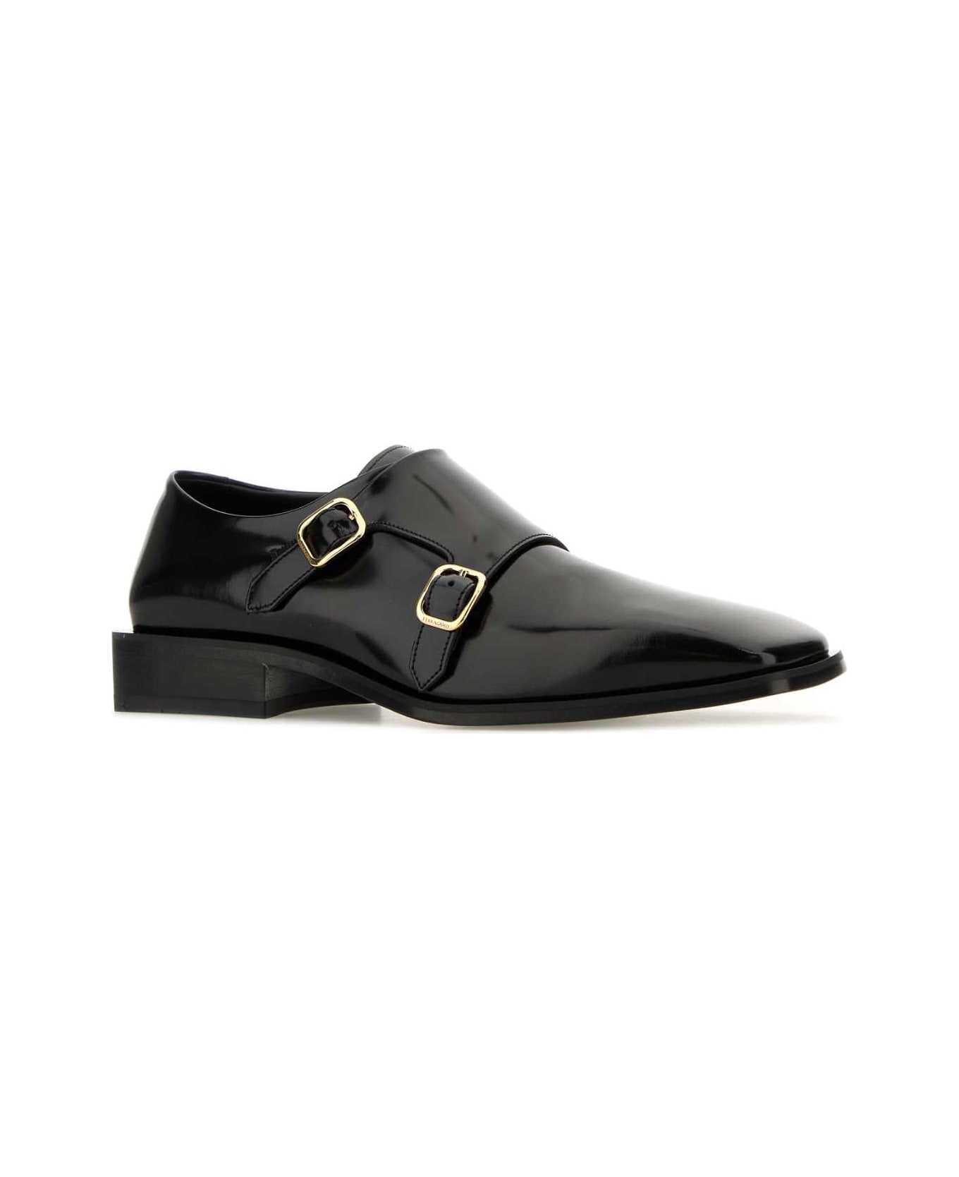 Black Leather Caracas Monk Strap Shoes - 2