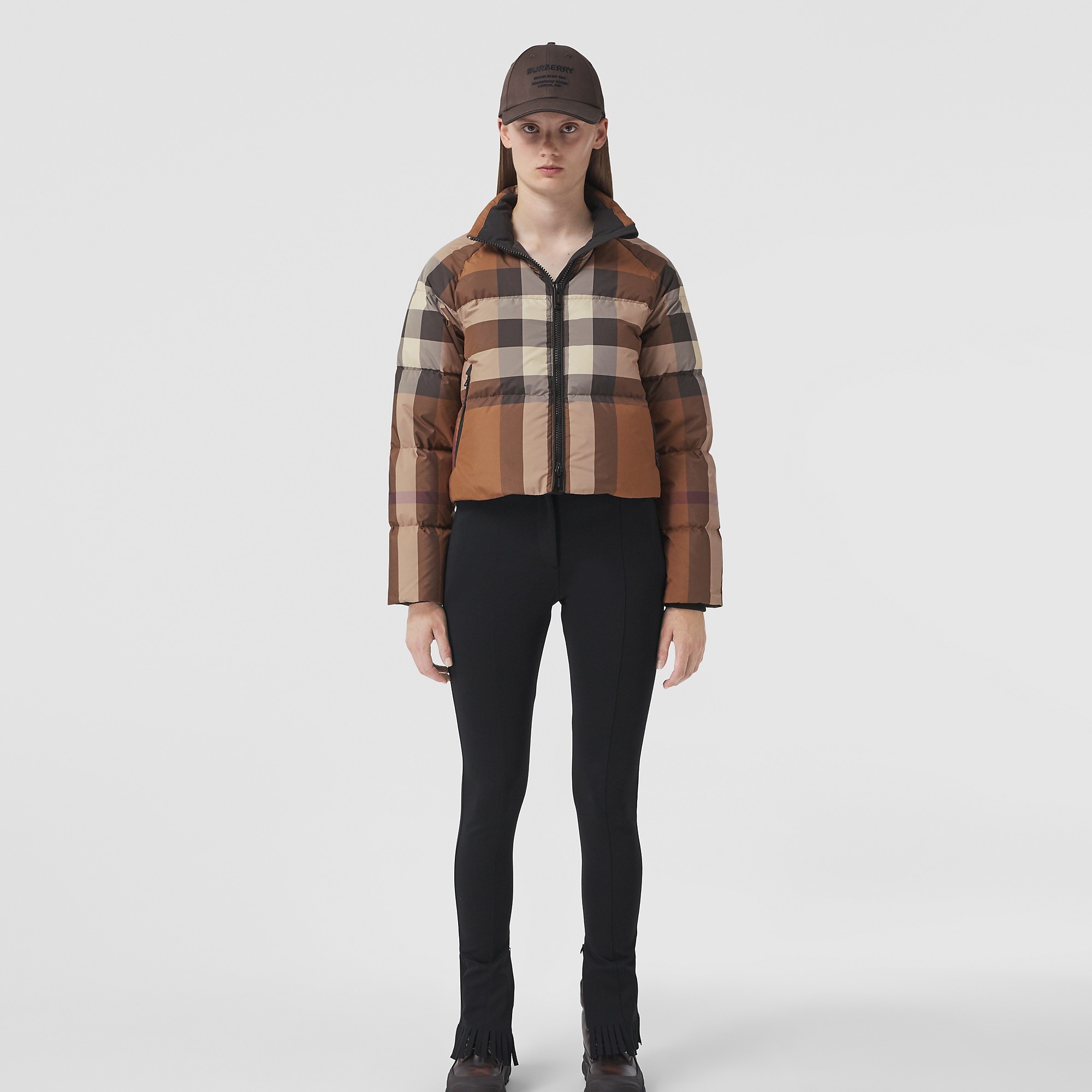 Check Cropped Puffer Jacket - 6