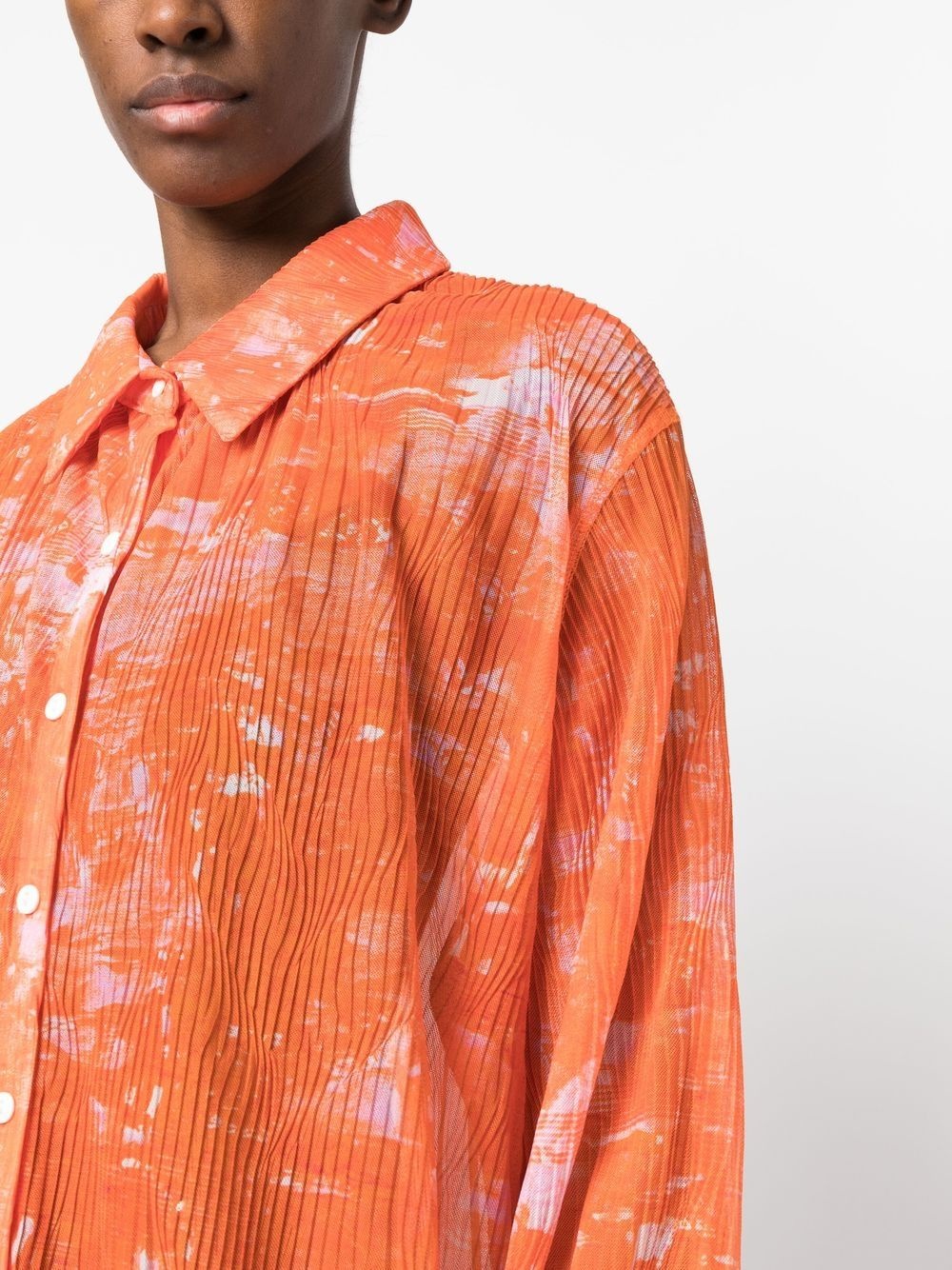 printed plissé shirt - 5