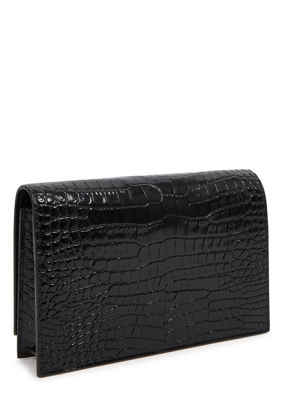 Kate crocodile-effect leather wallet-on-chain - 2