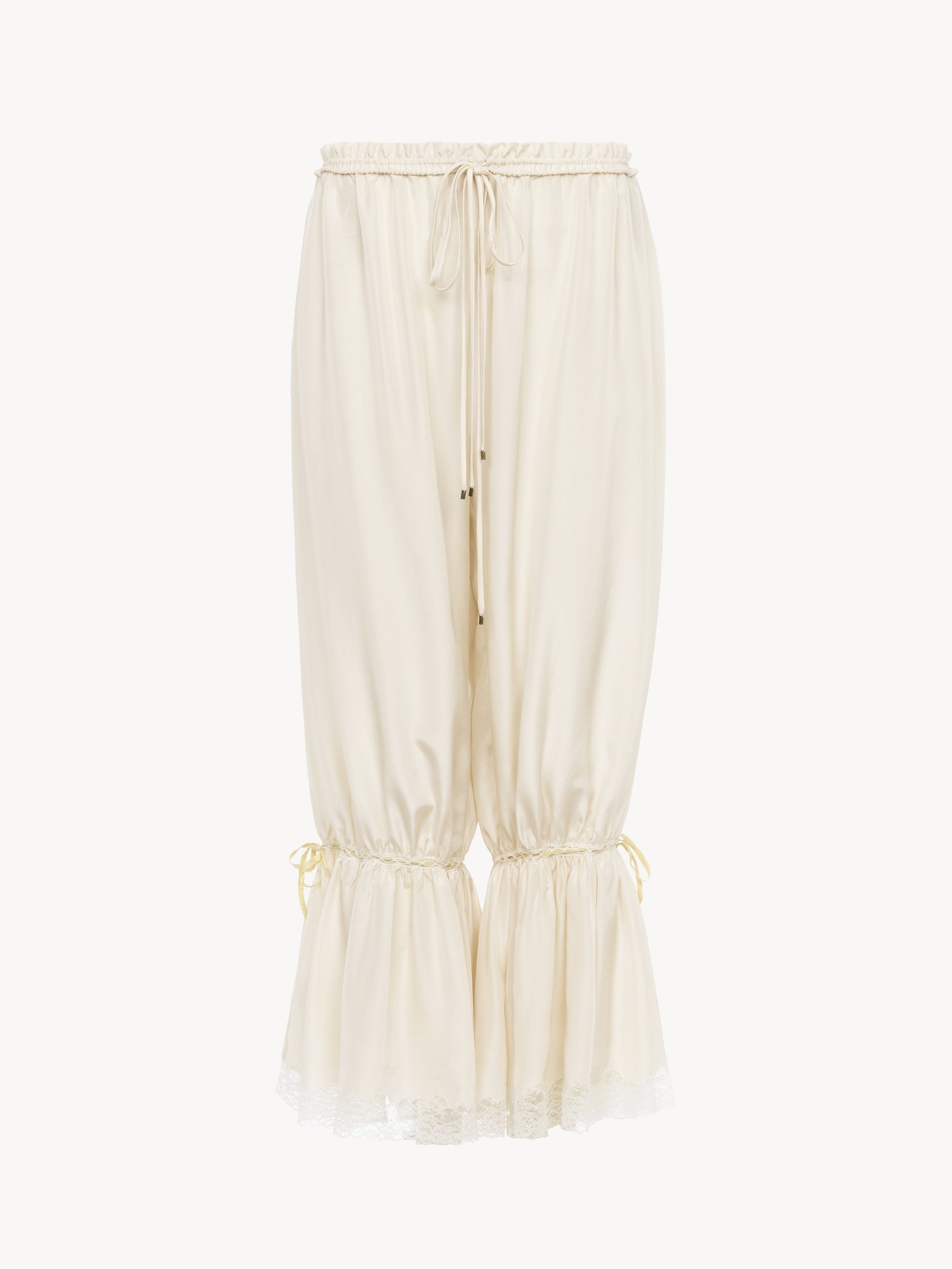 FLUID CROPPED PANTS IN WASHED SILK PONGÉ & LACE - 2
