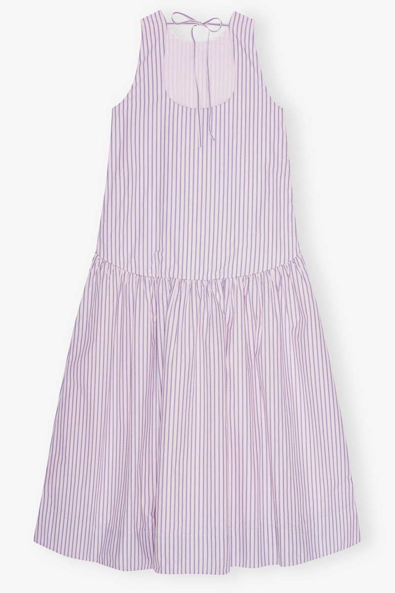 GANNI OVERDYED STRIPE COTTON DRESS outlook