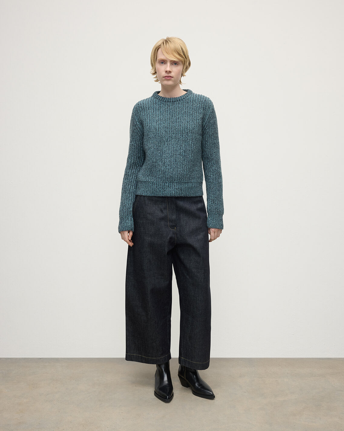 High Neck Donegal Cashmere Blue Jumper - 2