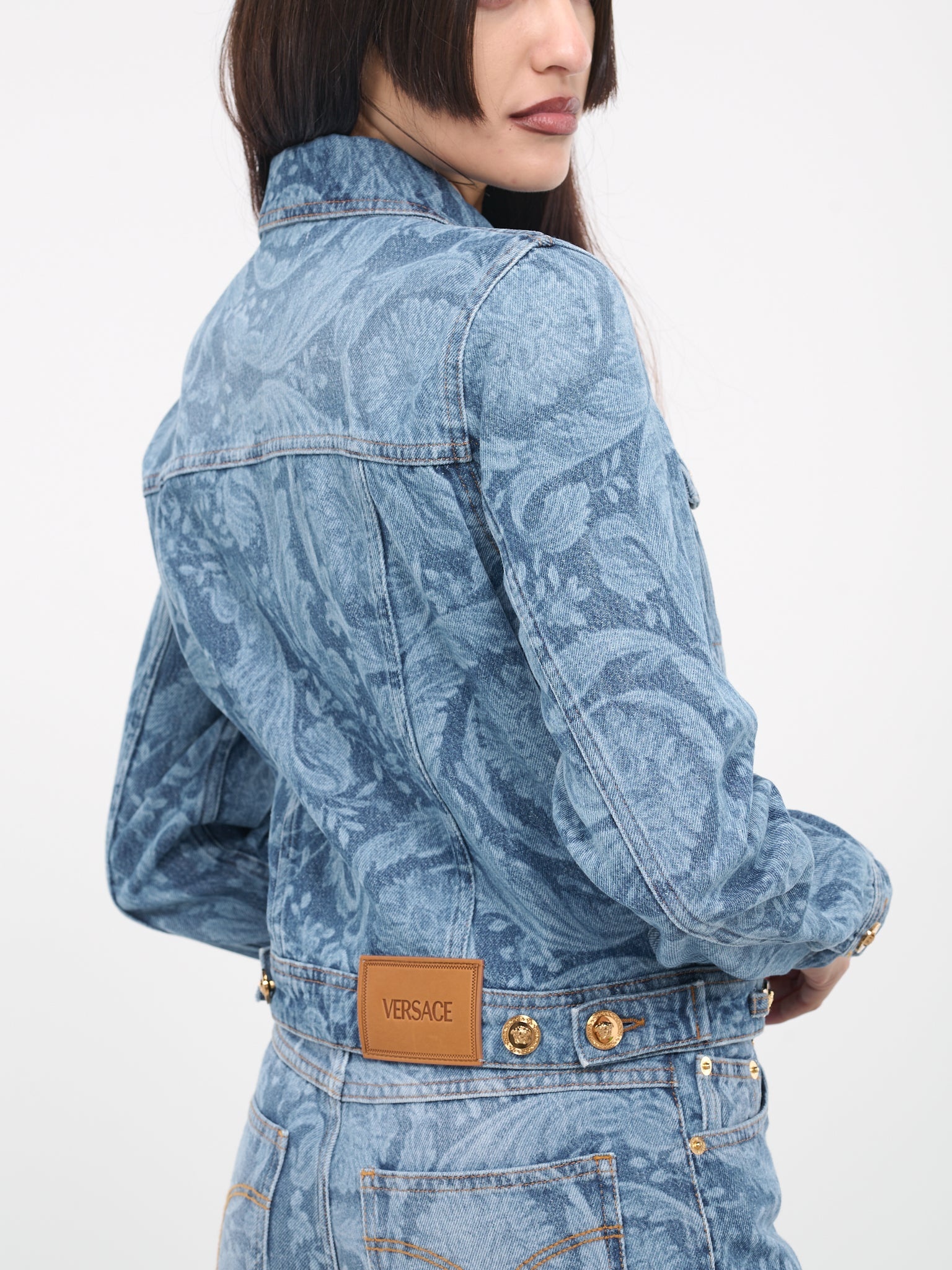 Barocco Print Denim Jacket - 5