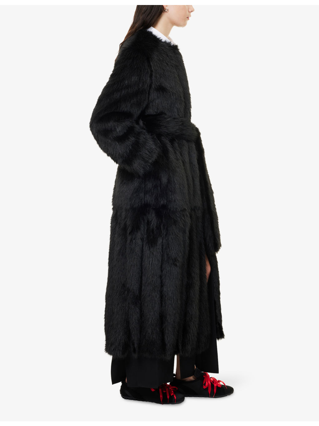 Belted Multi-Split Faux-Fur Coat - 3