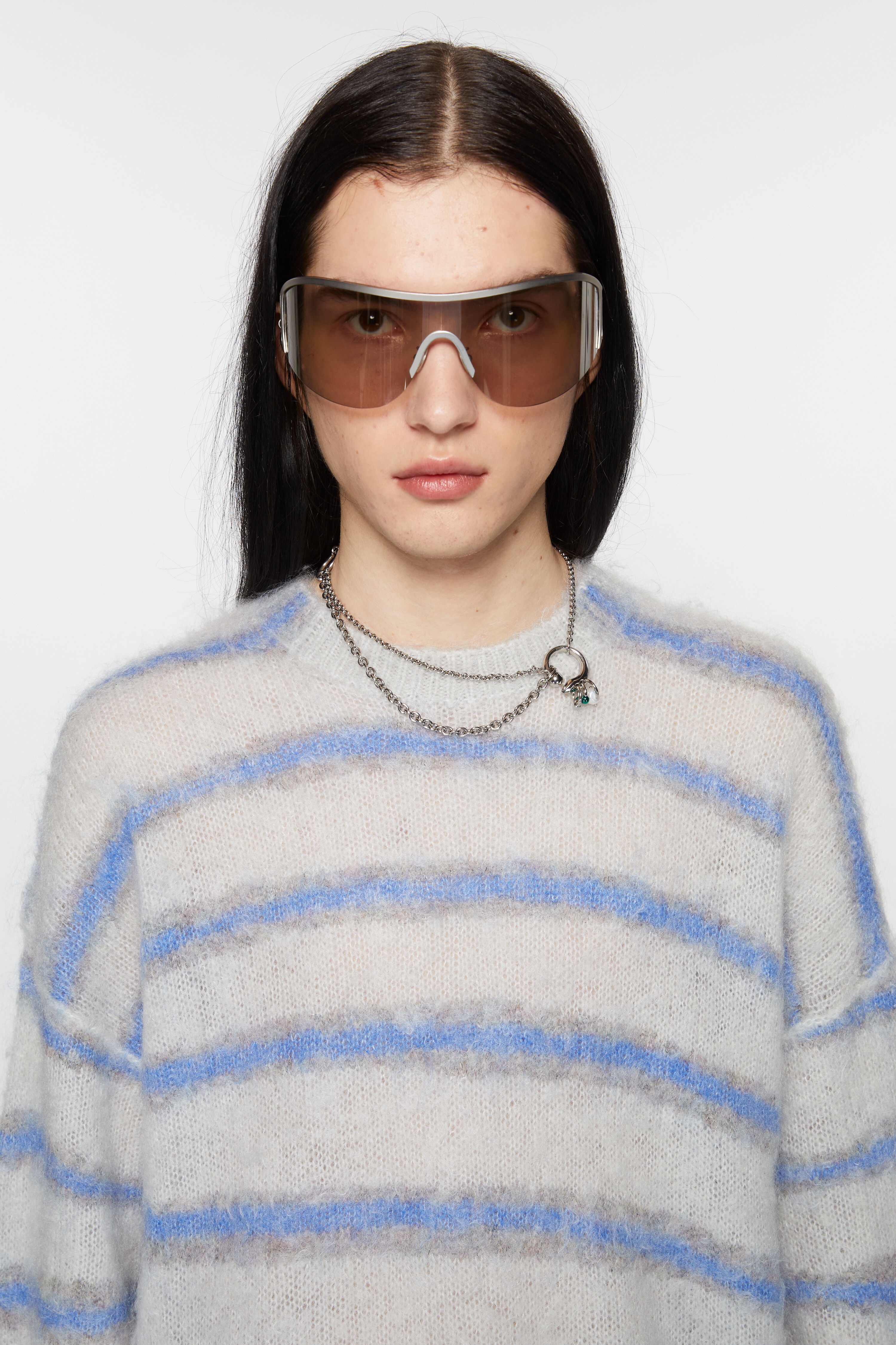 Mohair blend jumper - Light grey/sweet blue - 4