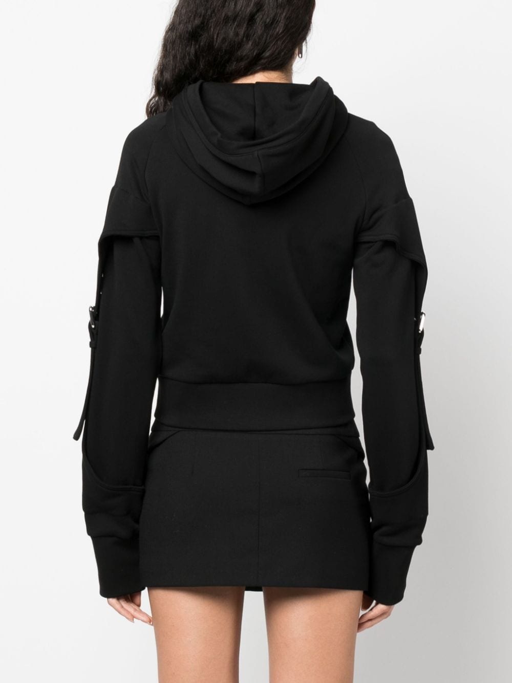 buckle-detail zip-up cotton hoodie - 4